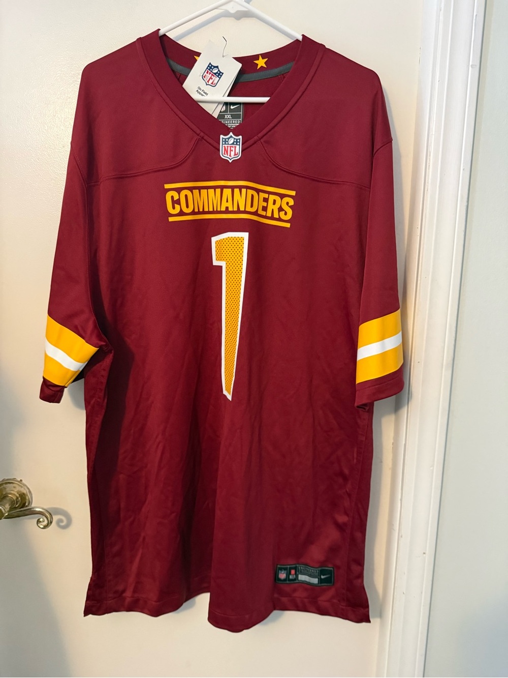 Nike NFL Burgundy Commanders Debo #1 Short Sleeve Jersey